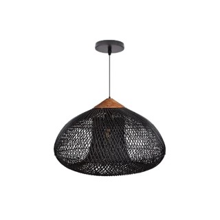 Luminaria Colgante Rattan Negra Mate Elegante