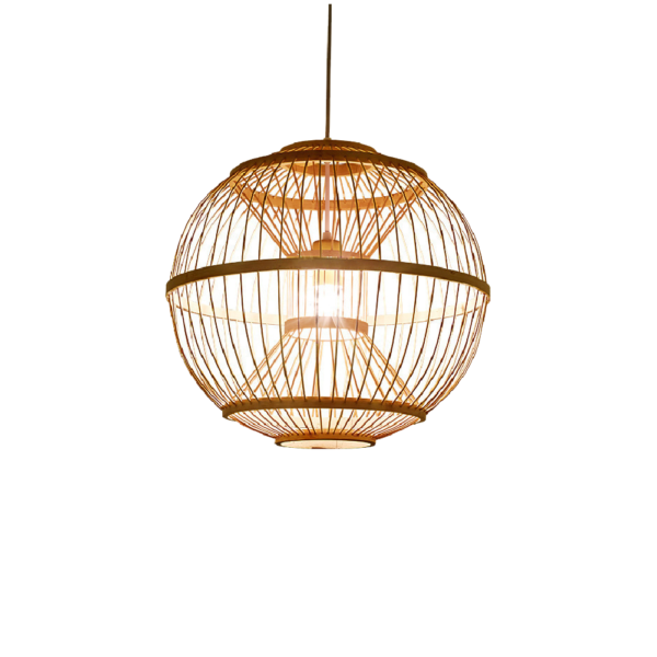 Luminaria colgante bambú natural elegante