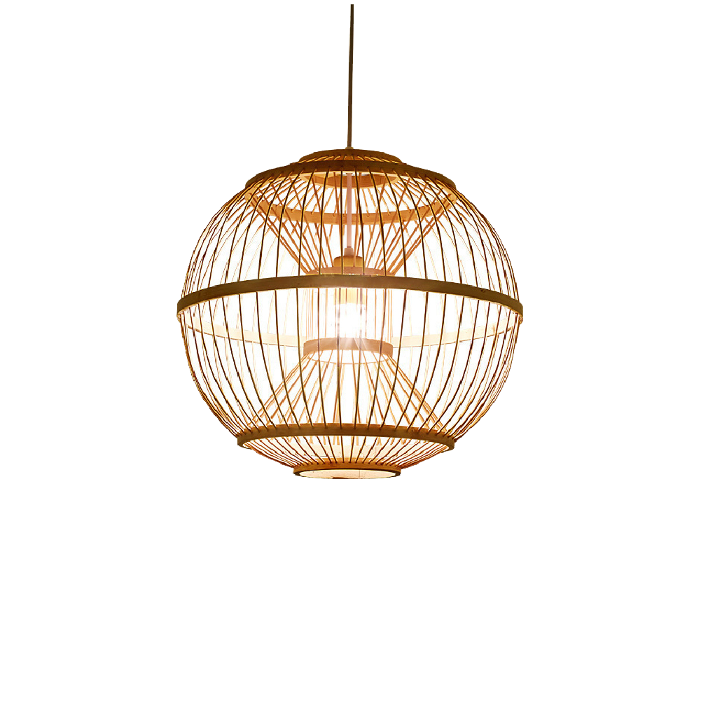 Luminaria colgante bambú natural elegante