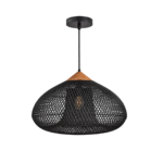 Luminaria Colgante Rattan Negra Mate Elegante
