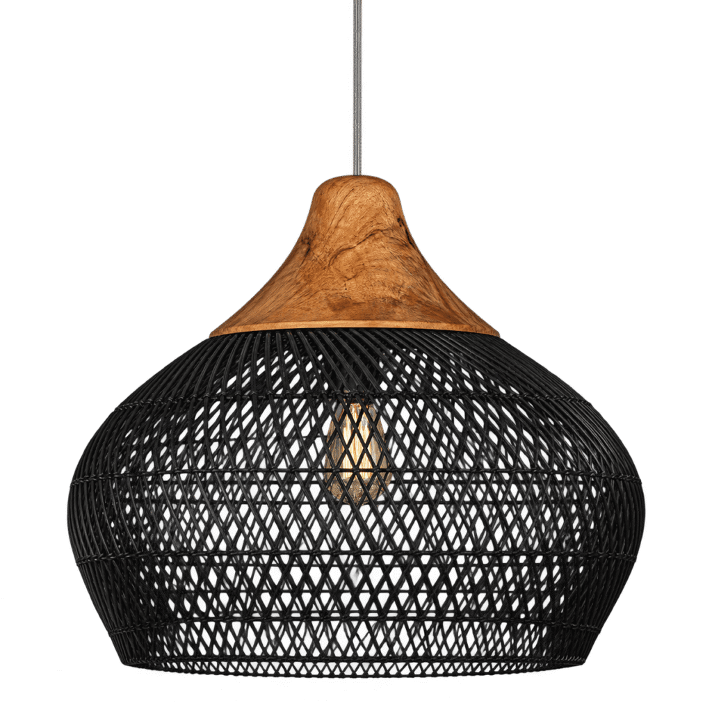 Luminaria Colgante Rattan Negro Mate