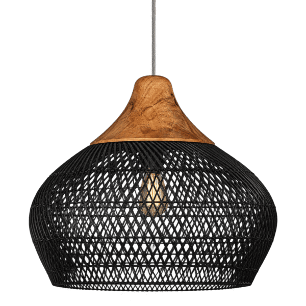 Luminaria Colgante Rattan Negro Mate