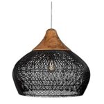Luminaria Colgante Rattan Negro Mate