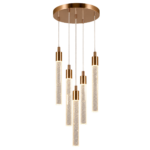 Luminaria colgante dorada LED elegante