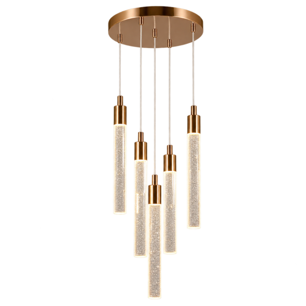 Luminaria colgante dorada LED elegante